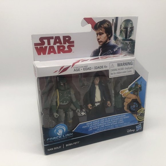 Hasbro Star Wars Han Solo Boba Fett 2-Pack Force Link Action Figure Disney New - Picture 1 of 9